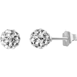 Lucardi Dames Oorbellen bal kristal - Oorbellen - Cadeau - Echt Zilver - Zilverkleurig