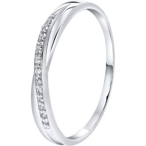 Lucardi Dames Ring met zirkonia - Ring - Cadeau voor vrouwen - Echt Zilver - Zilverkleurig