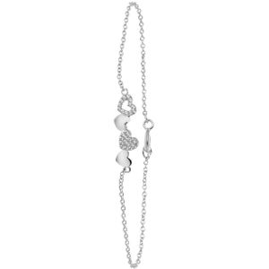 Lucardi Dames Armband 4 harten zirkonia - Echt Zilver - Armband - Cadeau - 19 cm - Zilverkleurig