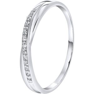 Lucardi Dames Ring met zirkonia - Ring - Cadeau - Echt Zilver - Zilverkleurig