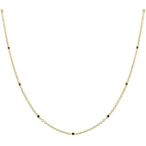 Lucardi Dames Ketting fantasie met blokjes - 14 karaat goud - Ketting - Cadeau - 50 cm - Geelgoud