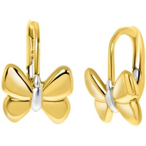 Lucardi Meisjes Oorring - Dier - Cadeau - 14 Karaat Goud - Geelgoud