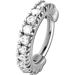 Lucardi Dames Helixpiercing ring clicker zirkonia - Piercing - Cadeau - Staal - Zilverkleurig