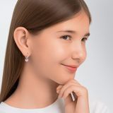 Lucardi Meisjes Oorring Hart - Zirkonia - Echt Zilver - Zilverkleurig