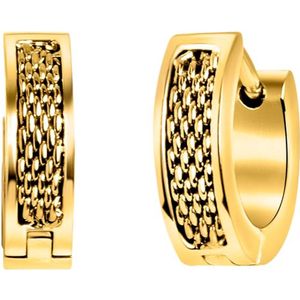 Lucardi Dames Gerecycled stalen oorbellen goldplated mesh - Oorbellen - Staal - Goudkleurig