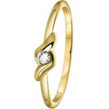 Lucardi - Dames Ring - Geelgoud - 14 Karaat - Met Zirkonia
