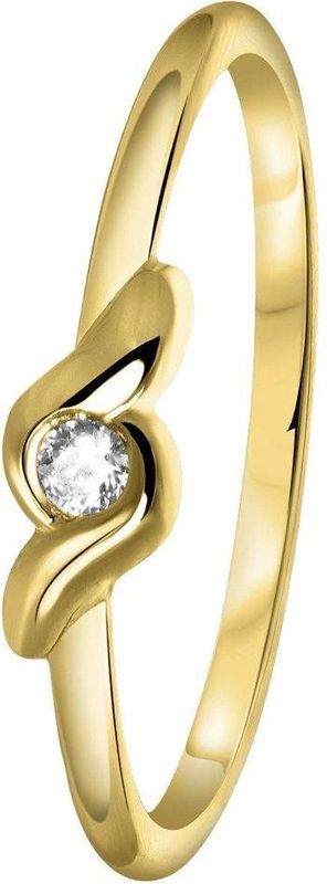 Lucardi - Dames Ring - Geelgoud - 14 Karaat - Met Zirkonia