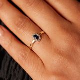 Lucardi Dames ring ovaal met zirkonia - Ring - Cadeau voor vrouwen - 14 Karaat Goud - Geelgoud
