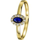 Lucardi Dames ring ovaal met zirkonia - Ring - Cadeau voor vrouwen - 14 Karaat Goud - Geelgoud