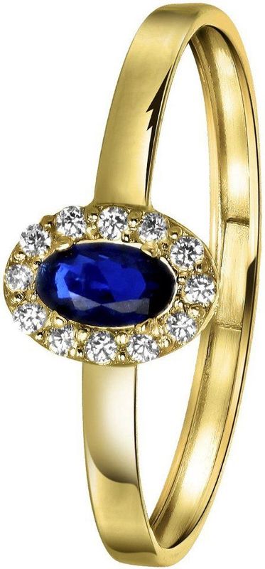 Lucardi Dames ring ovaal met zirkonia - Ring - Cadeau voor vrouwen - 14 Karaat Goud - Geelgoud