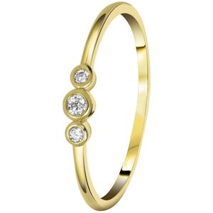 Lucardi Dames Ring goldplated met zirkonia - Ring - Cadeau voor vrouwen - Echt Zilver - Goudkleurig