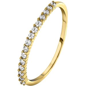 Zilveren ring goldplated met rij zirkonia