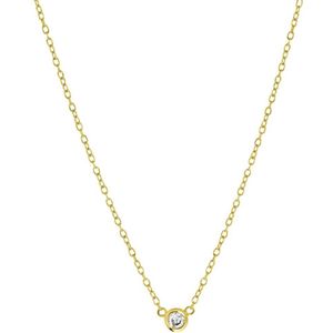 Zilveren ketting&hanger goldplated met zirkonia voor dames