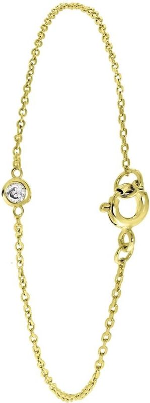 Lucardi - Dames Armband - Echt Zilver - Goudkleurig - Met Zirkonia