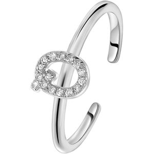Lucardi Dames Ring alfabet met zirkonia - Ring - Moederdag Cadeautje - Echt Zilver - Zilverkleurig