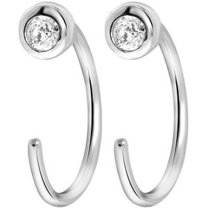 Lucardi Dames Oorbellen zirkonia - Oorbellen - Cadeau - Echt Zilver - Zilverkleurig