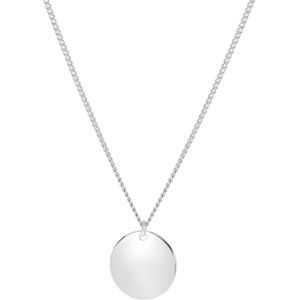 Lucardi Dames Ketting met Hanger Graveer Disc - Echt Zilver - Ketting - Cadeau - 45 cm