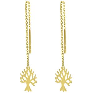Lucardi - Levensboom Pull Thru - Oorbellen - Geelgoud - 9 Karaat