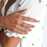 Lucardi - Dames Ring - Meerkleurig - 14 Karaat Goud - Geelgoud