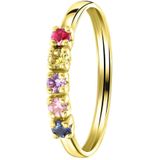 Lucardi - Dames Ring - Meerkleurig - Zirkonia's - 14 Karaat Goud - Geelgoud
