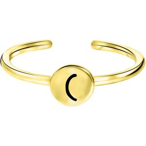 Lucardi - Dames Ring - Goudkleurig - Goldplated Disc - Echt Zilver