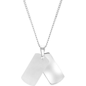 Gerecycled stalen ketting met hanger 2 platen voor heren