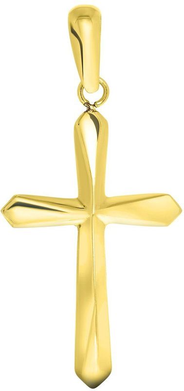 Lucardi Unisex 14 Karaat geelgouden hanger kruis - Hanger - 14 Karaat Goud - Geelgoud