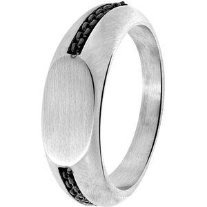 Lucardi Jongens - Kinder ring met plating - Ovaal - Cadeau - Staal - Zilverkleurig
