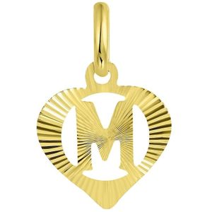 Lucardi - Hanger Hart - Letter M - 9 Karaat - Geelgoud