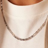 Lucardi Heren Ketting Gourmetschakel - Echt Zilver - 50 cm