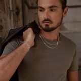 Lucardi Heren Ketting Gourmetschakel - Echt Zilver - 50 cm