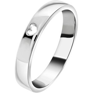 Lucardi Dames ring met uitgesneden hart - Ring - Cadeau - Echt Zilver - Zilverkleurig