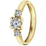 Lucardi Dames Ring - 3 Zirkonia Stenen - 14 Karaat Geelgoud