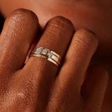 Lucardi - Dames Ring - Zirkonia - 14 Karaat Goud - Geelgoud en Witgoud