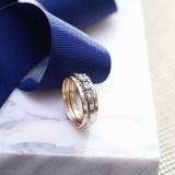 Lucardi - Dames Ring - Zirkonia - 14 Karaat Goud - Geelgoud en Witgoud