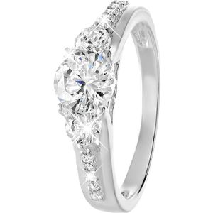 Lucardi Dames Ring met zirkonia - Ring - Cadeau voor vrouwen - Echt Zilver - Zilverkleurig