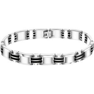 Stalen herenarmband met zwarte accenten