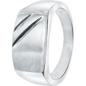 Lucardi Heren Zegelring - Ring - Vaderdag Cadeau - Echt Zilver - Zilverkleurig