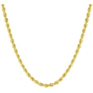 Lucardi Dames Ketting Koordschakel - 14 Karaat Goud - Ketting - Cadeau - 50 cm - Geelgoud