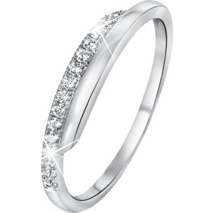 Lucardi Dames Ring met zirkonia - Ring - Cadeau voor vrouwen - Echt Zilver - Zilverkleurig