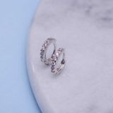 Lucardi Meisjes Oorring met Plating - Rond - Zirkonia - Cadeau - Echt Zilver - Zilverkleurig