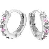 Lucardi Meisjes Oorring met Plating - Rond - Zirkonia - Cadeau - Echt Zilver - Zilverkleurig