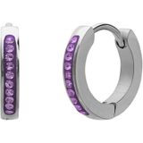 Lucardi Meisjes Oorring met plating - Kristal - Cadeau - Staal - Zilverkleurig