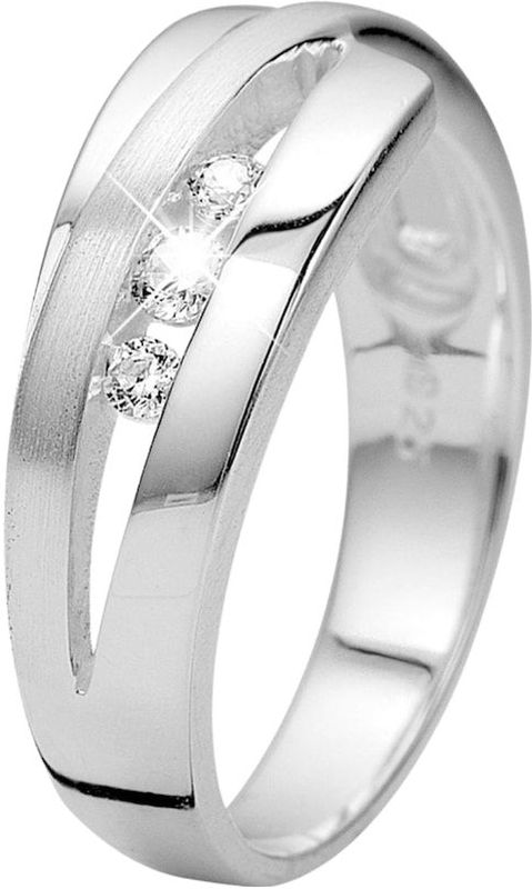 Lucardi - Dames Ring - Echt Zilver - Zilverkleurig - Met Zirkonia