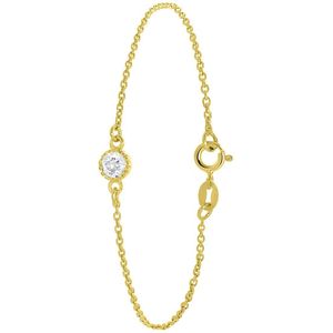 Lucardi Dames armband plated geboortesteen - Echt Zilver - Armband met hanger - Cadeau - 19 cm - Goudkleurig