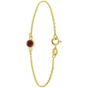 Lucardi - Armband - Goudkleurig - Echt Zilver - Geboortesteen