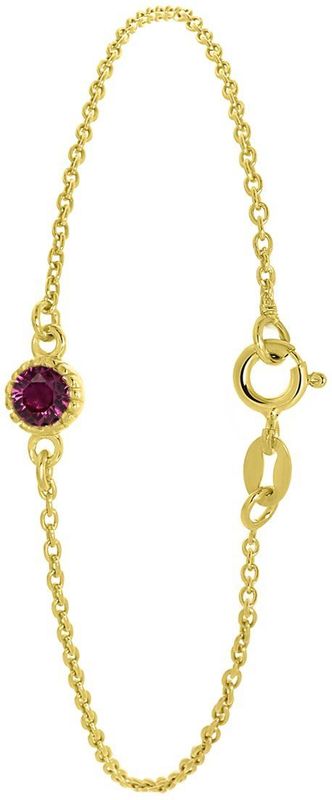 Lucardi - Armband - Goudkleurig - Echt Zilver - Geboortesteen