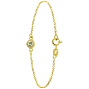 Lucardi Dames Armband plated geboortesteen - Echt Zilver - Armband - Cadeau voor vrouwen - 19 cm - Goudkleurig