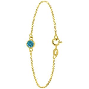 Lucardi Dames Armband plated geboortesteen - Echt Zilver - Armband - Cadeau voor vrouwen - 19 cm - Goudkleurig
