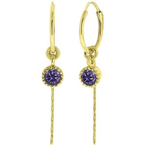 Lucardi Dames Plated oorbellen geboortesteen - Oorbellen - Cadeau voor vrouwen - Echt Zilver - Goudkleurig